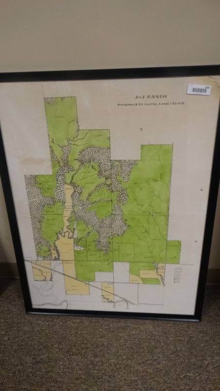lot 1001 image: Framed Kansas counties map