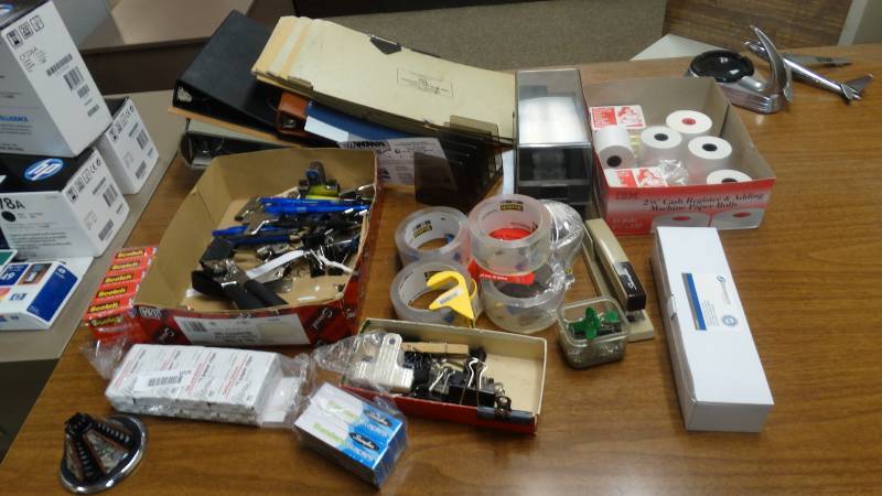 lot 1026 image: Lot of various office supplies- Clear tape binders paper clips