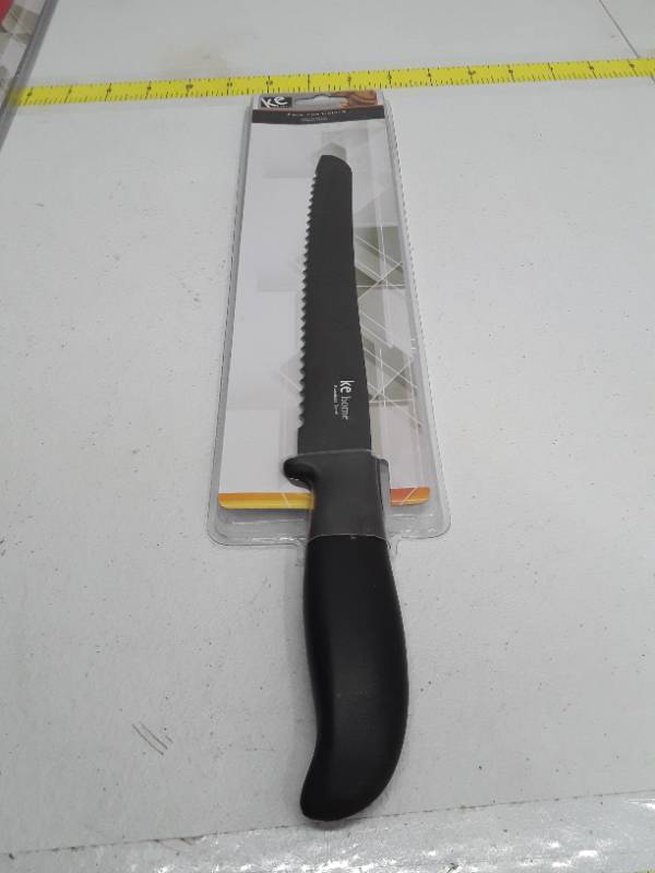 lot 27997 image: ke home - 8 Non-Stick Scalloped Bread Knife - Black