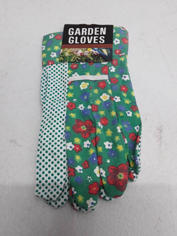 lot 28120 image: Gardening Gloves - Green Floral Design