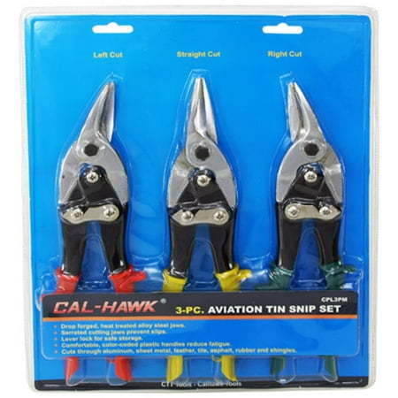 lot 28188 image: Cal Hawk Tools 3-pc. Aviation Tin Snip Set