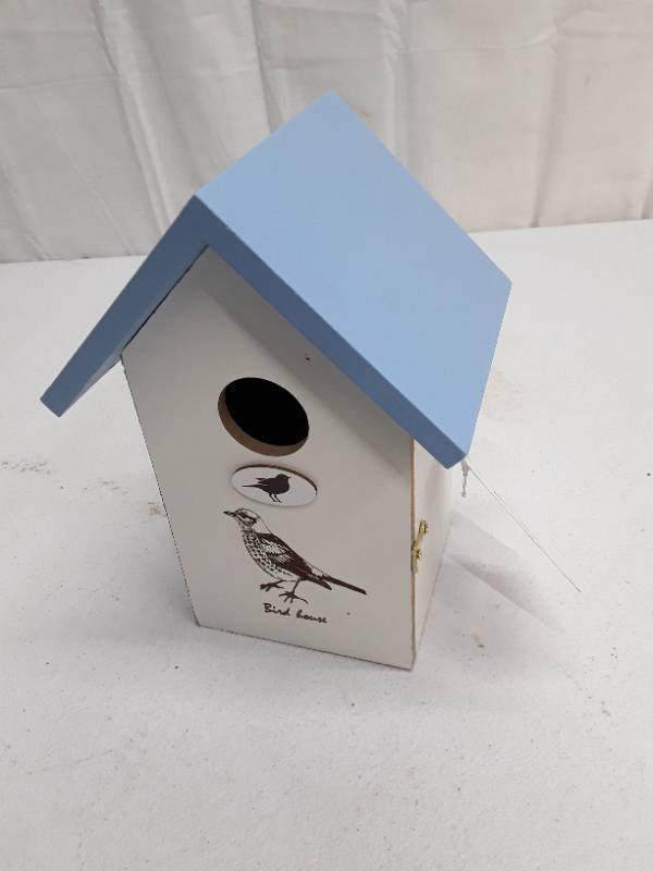 lot 28728 image: Decorative Bird House with Side Door - Blue