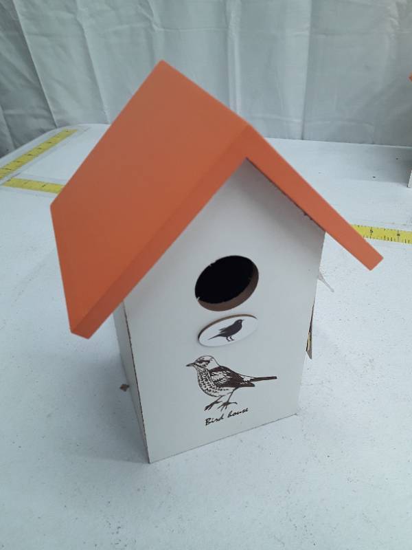 lot 28729 image: Decorative Bird House with Side Door - Orange