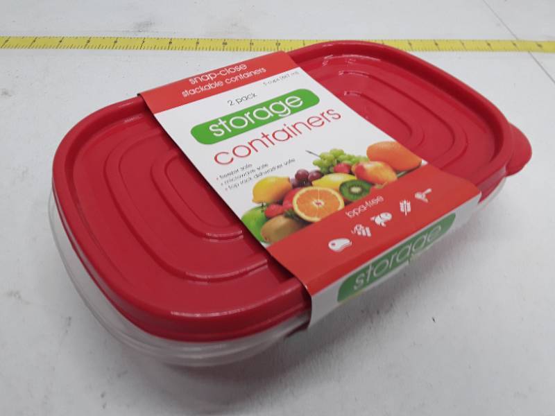 lot 28736 image: 2 Pack Snap Close Stackable 5 Cup Storage Containers BPA free