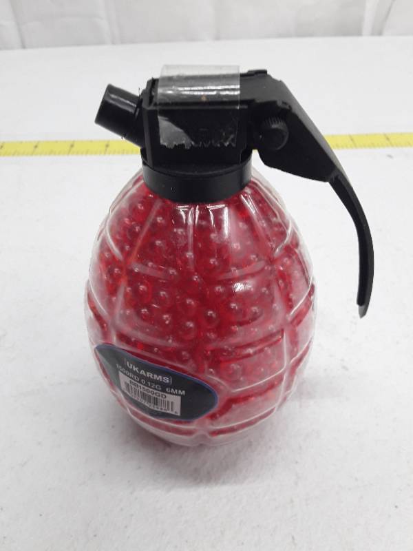 lot 29020 image: 1500 UK Arms .12g Airsoft BBs w Quickload Grenade Container - Red