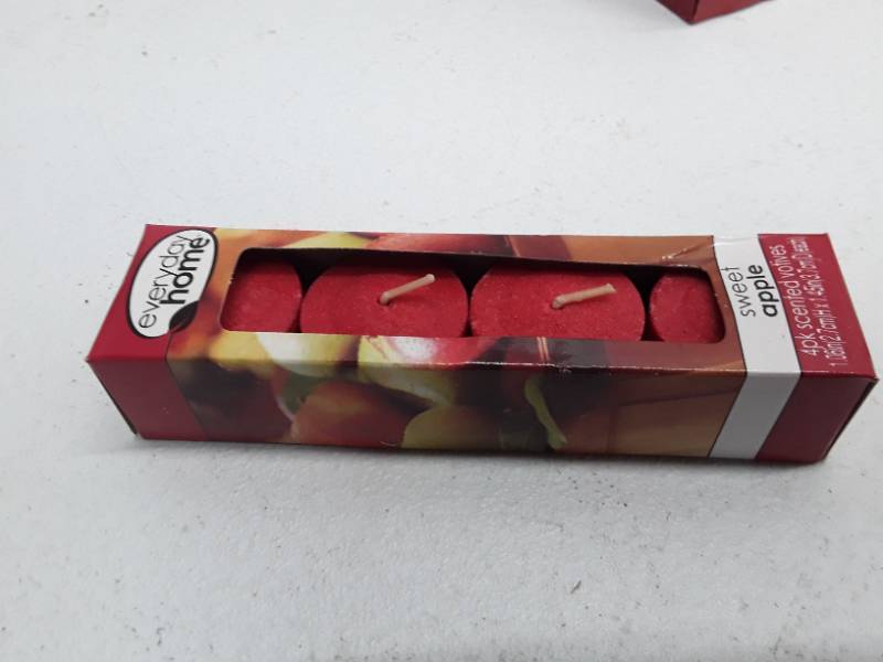 lot 29537 image: Everyday Home - 4pk Scented Votive Candles - Sweet Apple