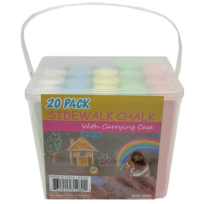 lot 29636 image: Colorful Sidewalk Chalk with Carrying Case - 20 Pack