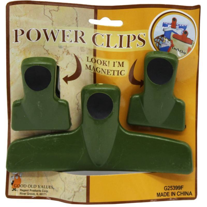 lot 29805 image: Bag Clips with Magnetic Back - 3 Per Pack - colors vary