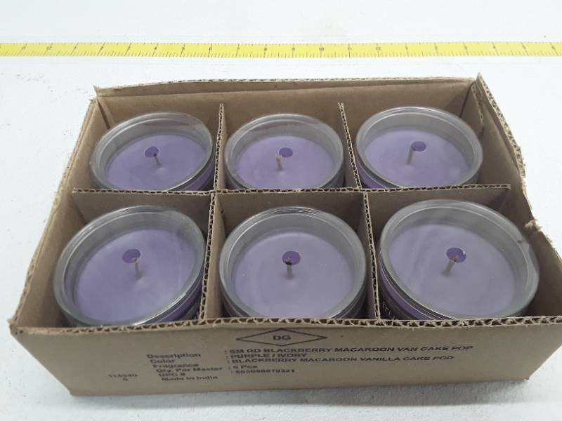 lot 29842 image: True Living 3OZ Blackberry Macaroon Scented Candle - 6pc Case