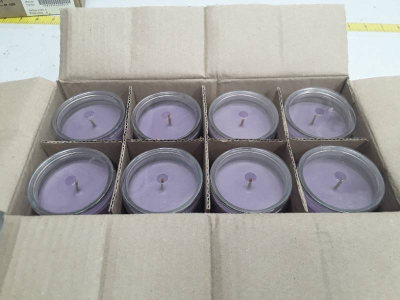 lot 29862 image: 3.5 oz Simple Living Lilac Sweet Pea Scented Candle - 8pc Case