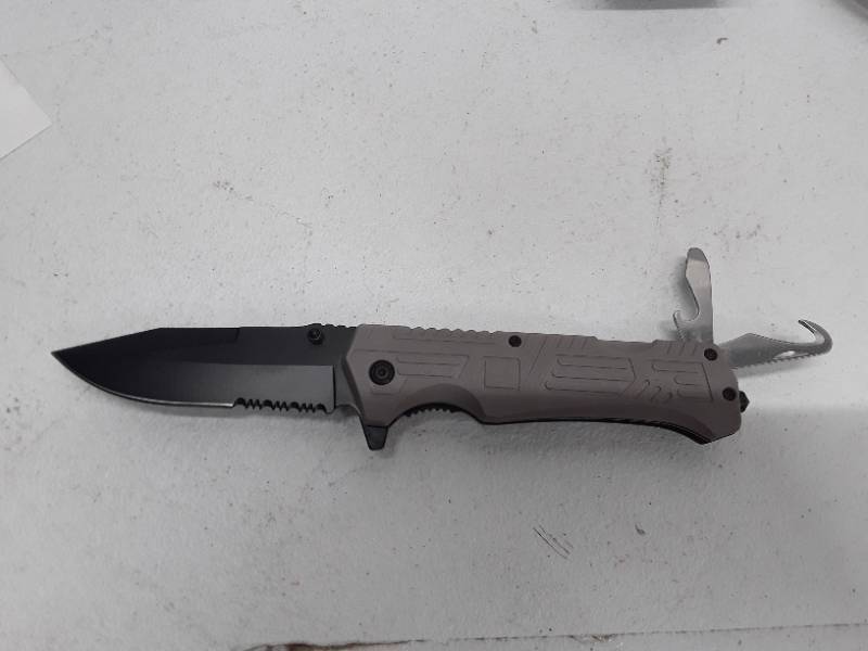 lot 30144 image: RANK1982 Multifunctional Blackening 3Cr13 Blade Nylon Wave Slim Hand Handle Folding Knife For Outdoor Hunting With Cutting Tool - Grey