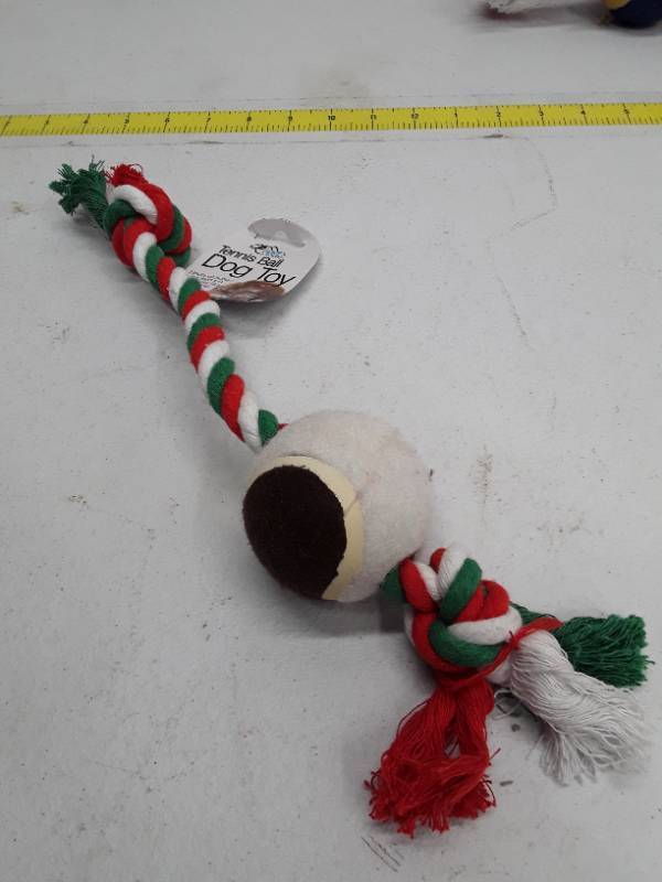lot 30349 image: AC375 12 in. Tennis Ball Twisted Rope Dog Chew Toy - Color Varies