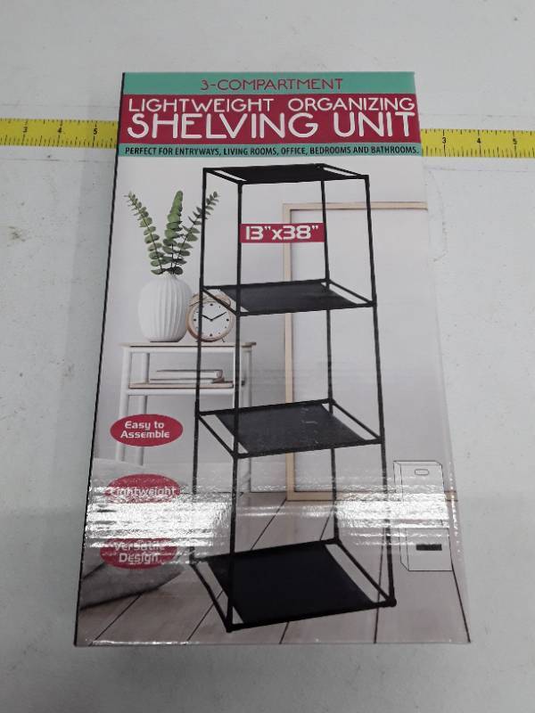 lot 30570 image: 3-Compartment Lightweight Organizing Shelving Unit - 13 x 38