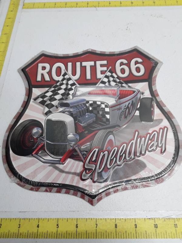 lot 31452 image: Tin Sign, 11 x 11 - Route 66 Speedway