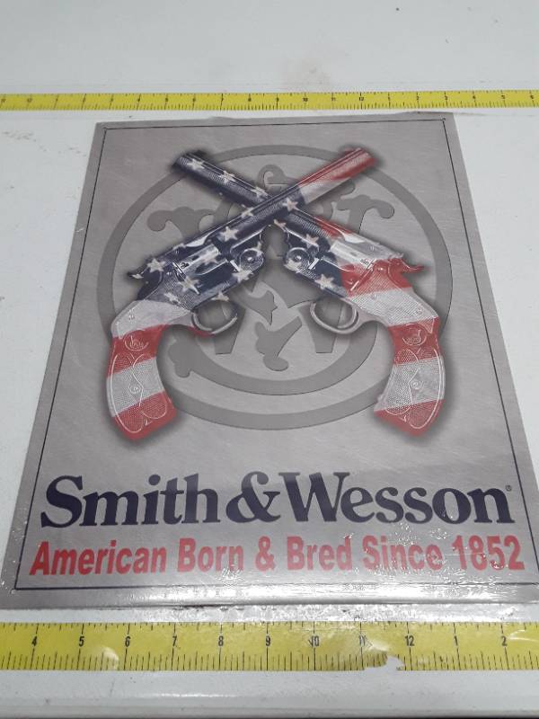 lot 31458 image: Tin Sign, 12 x 16 - Smith & Wesson