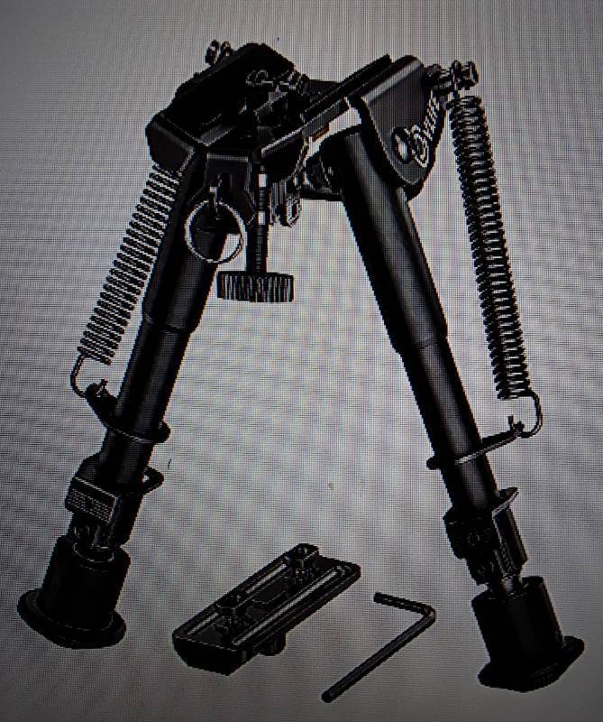 lot 31703 image: Precision Tactical Rifle Bipod - Adjustible 6-9 inch Height, Spring Return, Aircraft Grade Aluminum