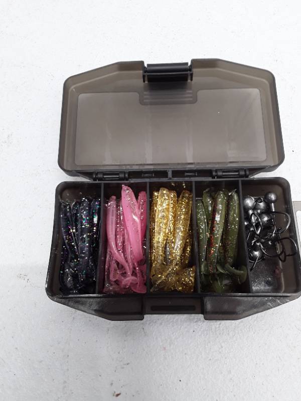 lot 31789 image: 50 Pcs Soft Plastic Fishing Lure Kit with Storage Box