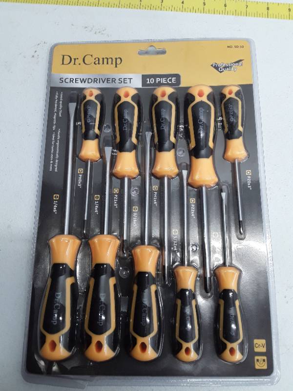 lot 56838 image: Dr. Camp Professional Quality 10 Piece Screwdriver Set - Magnetic Tip