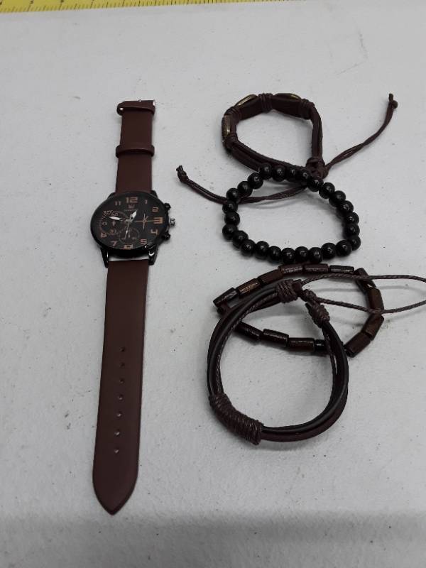 lot 56881 image: Watch & Bracelet Set - Brown