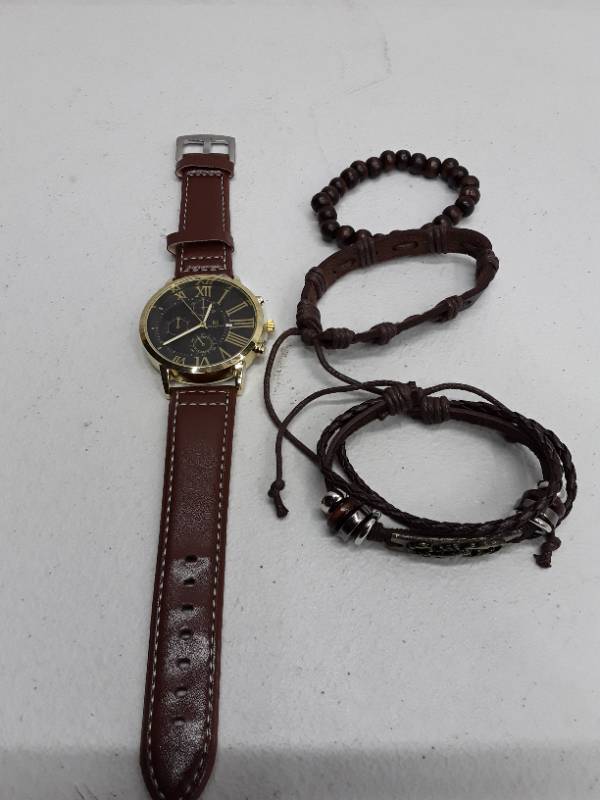 lot 56909 image: Watch & Bracelet Set - Brown