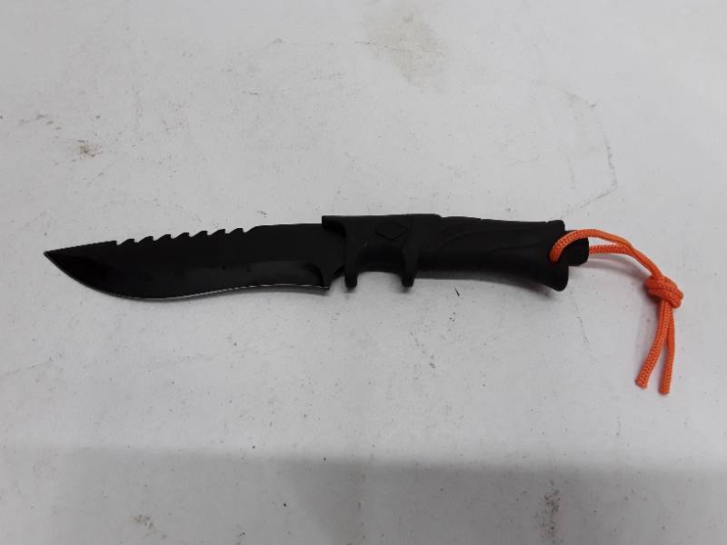 lot 57040 image: Ambidexrious Stainless Steel Fixed Blade Hunting Knife with Plastic Handle, Lightweight Straight Back Blade with V Grind Edge, Black - For Outdoor Camping, Fishing & Tactical Use - Ideal Gift for Men
