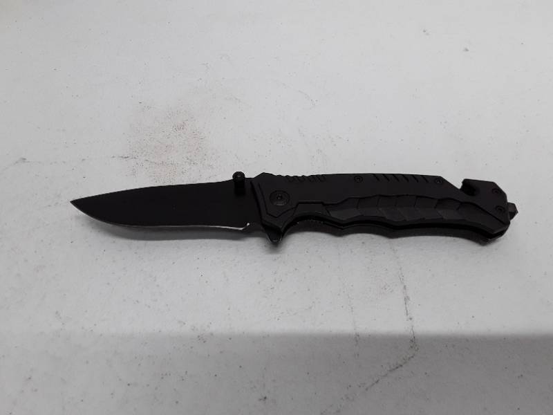 lot 57115 image: Folding Pocket Knife with Seatbelt Cutter, Glass Breaker, Bottle Opener, Folding EDC Knife Multi-Function Emergency Tool for Men Women for Outdoor Survival, Camping, Hiking, Hunting and Fishing (Black - 3in - Round End)