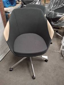 lot 46848 image: Modern Gray Adjustable Office Chair with Chrome Base