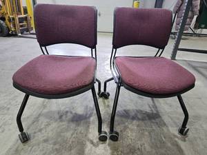 lot 50320 image: (2) HON Burgundy Office Chairs