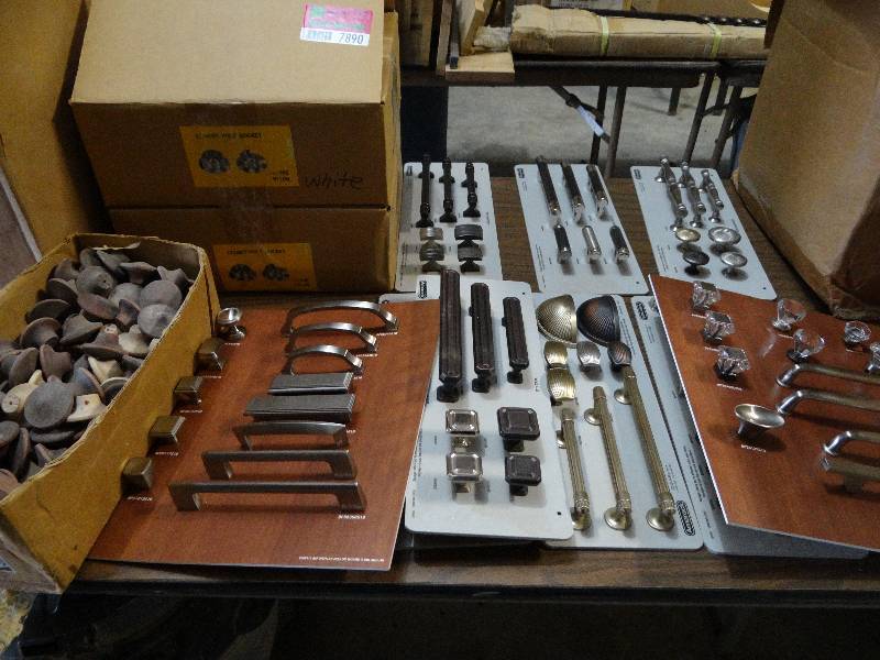 lot 7891 image: Lot of Drawer Hardware Displays & Wooden Knobs