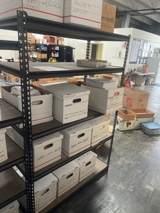 lot 7862013 image: 5 tier tear drop shelving 6ft x4ft x 2ft (boxes not included)