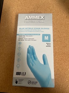 lot 7862028 image: blue nitrile exam gloves size M