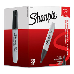 lot 7862099 image: Sharpie Permanent Markers Chisel Tip Black Pack of 36