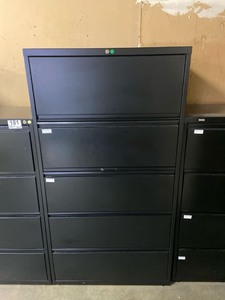 lot 7862182 image: 60in Tall Black File Cabinet (locked, no key)