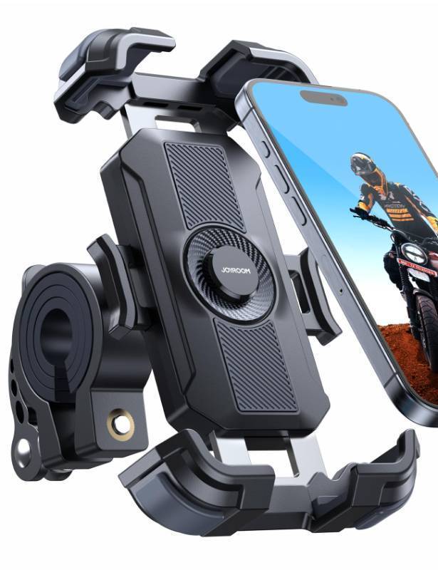 lot 24696 image: JOYROOM Motorcycle Phone Mount, 2024 Upgrade Metal Tie Rod1s Auto Lock Bike Phone Holder Mount Handlebar Clamp - No Shake Bicycle E-Bike Scooter