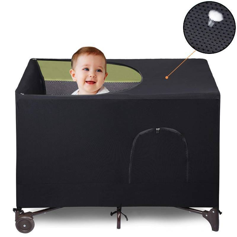 lot 24830 image: LLYWCM Crib Blackout Cover for Pack N Play - Travel Crib Cover, Breathable Baby Netting CoverTent for Indoor or Outdoor Portable Stretchy Blackout Tent, Net Curtains