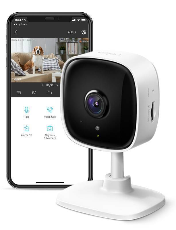 lot 25007 image: TP-Link Tapo 1080P Indoor Security Camera for Baby Monitor, Dog Camera wMotion Detection, 2-Way Audio Siren, Night Vision, Cloud & SD Card Storage, Works wAlexa & Google Home (Tapo C100)