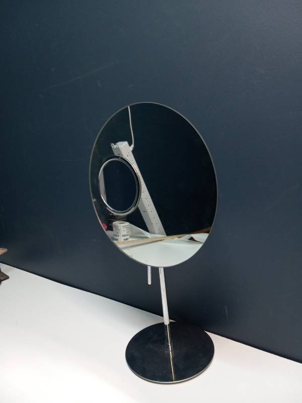 lot 12319 image: Modern Chrome Tabletop Vanity Mirror