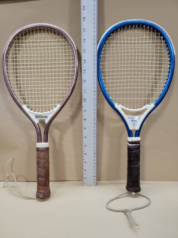 lot 12462 image: Vintage Wilson and Mag Tennis Racquet Set