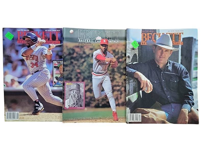 lot 19349 image: 1992 Beckett Baseball Card Monthly Magazine Collection - 3 Issues