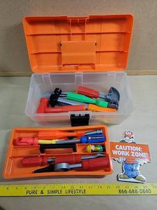 lot 8702 image: Home Depot Kids Tool Set with Storage Case