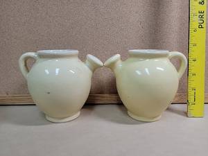 lot 8716 image: Vintage Ceramic Water Pitchers with Spouts - Set of 2