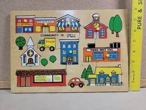lot 8721 image: Vintage Fisher-Price Community Wooden Puzzle #502
