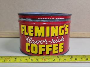lot 19431 image: Vintage Flemings Coffee Tin - 1 Pound Mountain Grown