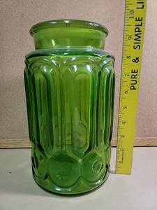 lot 30055 image: Vintage Green Glass Storage Canister