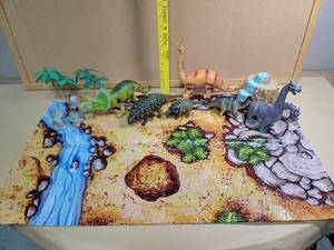 lot 30074 image: Dinosaur Diorama Play Set with Landscape