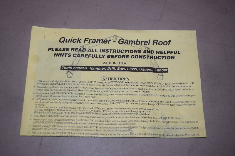 lot 181 image: Quick Framer Gambrel Roof