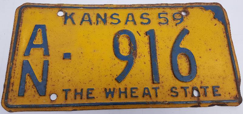 lot 6507 image: Decent old 1959 Kansas license tag from Anderson County.