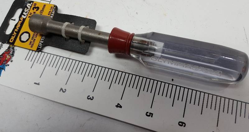 lot 5664 image: New in the package is this 12 hex nut driver with 3 shank.  Makes it quick and easy for tight places