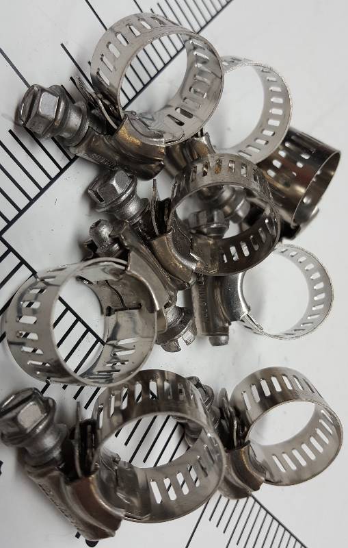 lot 6859 image: New package of 8 individual all stainless steel hose clamps made by Ideal in the USA.  Perfect size for fuel lines