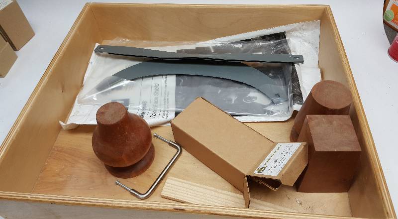 lot 6217 image: Not sure what this 17 X 20 X4 deep wood box or drawer was going to be but were selling it with everything in it